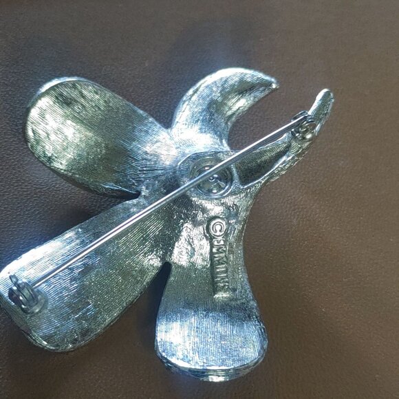 Vintage Emmons Silver Tone Floral Brooch Pin Mid Century Stamped - Picture 2 of 8